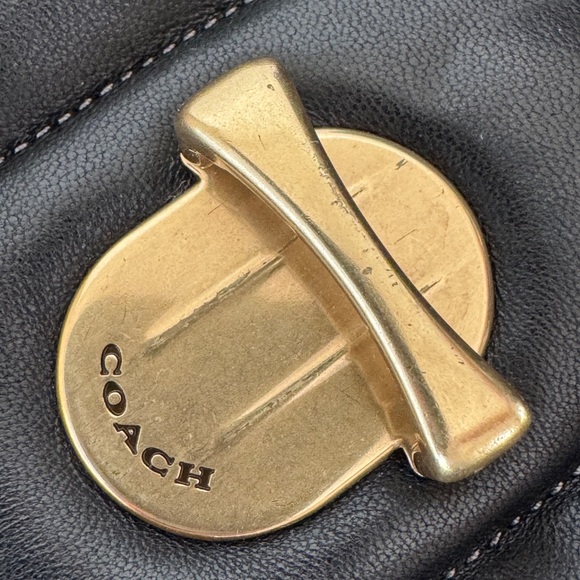 COACH Pillow Studio 25 Shoulder Bag With Quilting Black/ Gold with 2 Straps - Picture 12 of 15